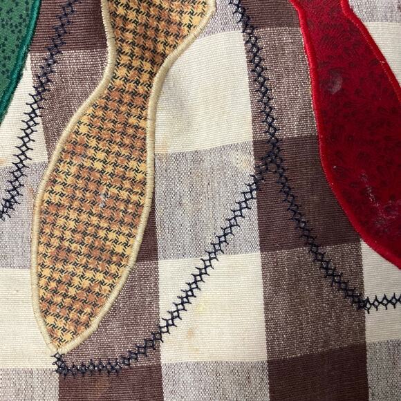 Vintage Handmade Fishing Tackle Apron Brown Gingham Check Retro Pocket Grilling - Picture 5 of 8